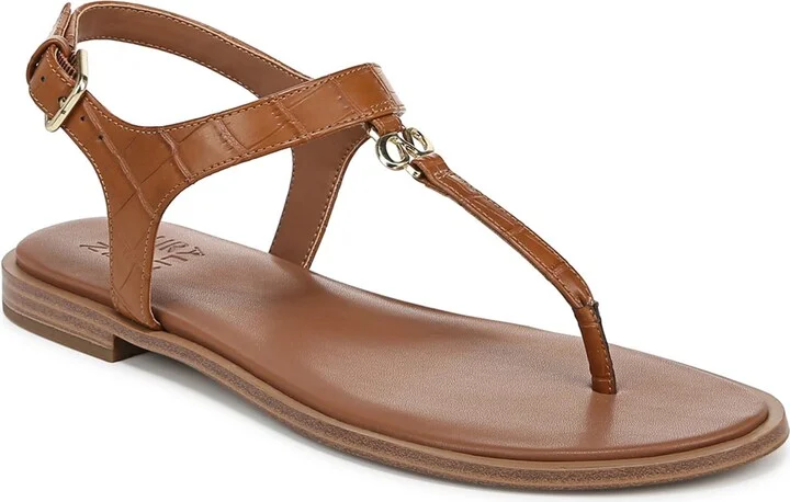 Naturalizer Womens Lizzi Casual Flat Thong Sandal English Tea Faux Croco 8.5 W