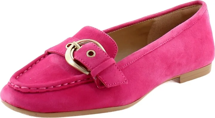 Naturalizer Womens Lola Slip On Buckle Loafer Pink Flash Suede 9 M