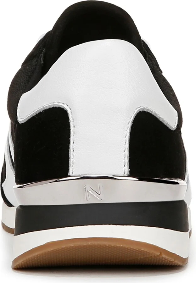 Naturalizer Women's Lorena Closed Round Toe Lace Up Sneakers - Black/White Fabric/Suede/Leather - Image 3
