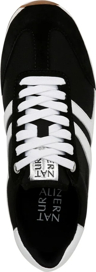 Naturalizer Women's Lorena Closed Round Toe Lace Up Sneakers - Black/White Fabric/Suede/Leather - Image 4
