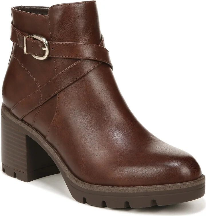 Naturalizer Womens Madalynn Buckle Water Repellent Ankle Boot Cinnamon Brown 9.5 M