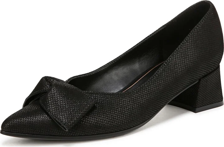 Naturalizer Womens Mavis Bow Pointed Toe Block Heel Pump Black Suede 10 M