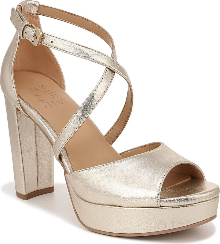 Naturalizer Womens Melody Ankle Strap Heeled Dress Sandal Champagne Metallic 6.5 M