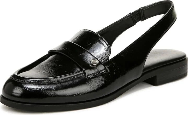 Naturalizer Womens Milo Slingback Slip On Loafer Black Glossy 6 M