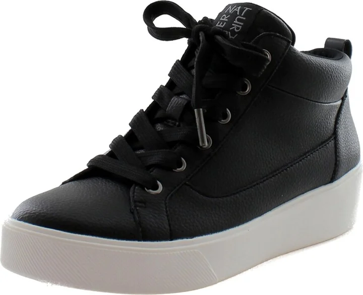 Naturalizer Womens Morrison Mid High Top Fashion Casual Sneaker Black Leather/White Sole 5 M