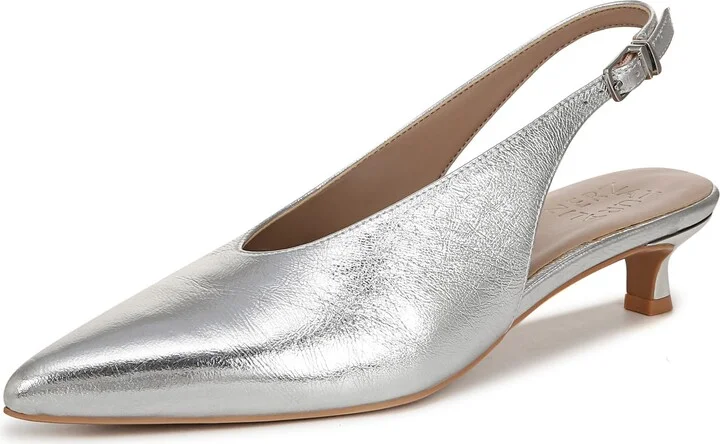 Naturalizer Women's Nicolette Pump Silver Leather 9.5 M