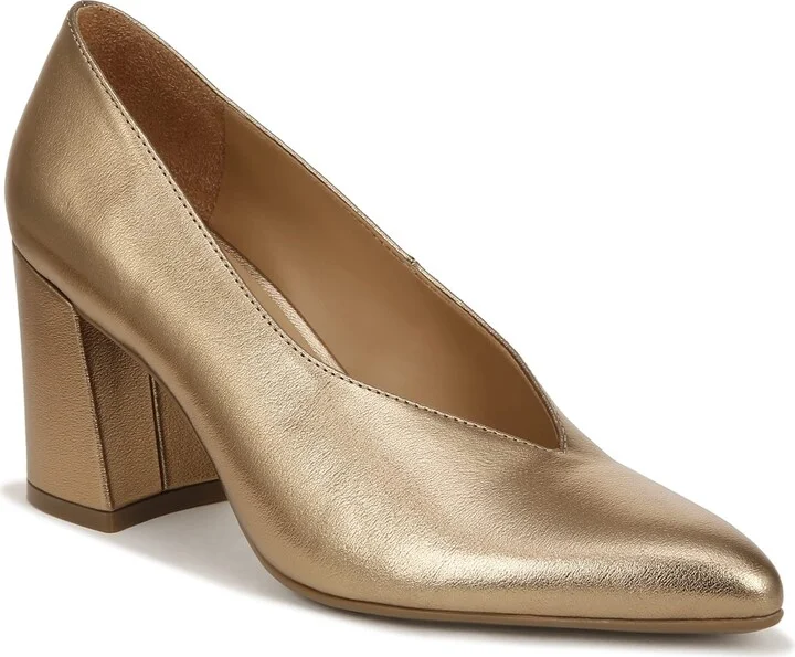 Naturalizer Womens Paden Chunky Heel Pointed Toe Pumps Bronze Pearl Metallic 11 M