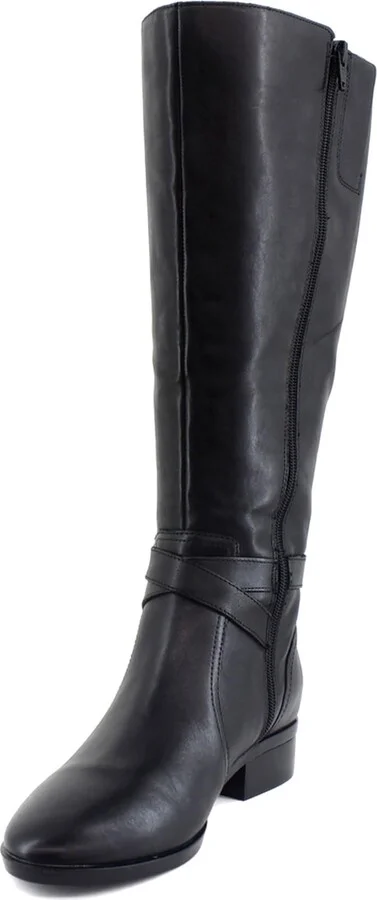 Naturalizer Womens Rena Knee High Riding Boot Black Leather Wide Calf 5 M