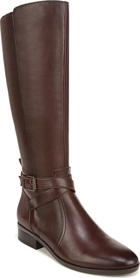 Naturalizer Womens Rena Tall Riding Boot Chocolate Brown Leather 5 M