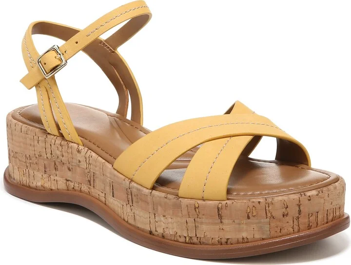 Naturalizer Womens Rikki Flatform Sandal Daffodil Yellow Leather 5 M
