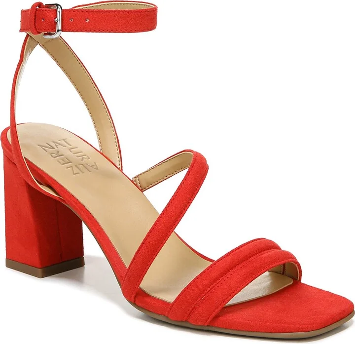 Naturalizer Womens Rizzo Ankle Strap Sandal Hot Sauce Red Fabric 7 M