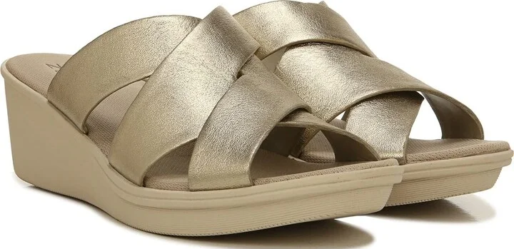 Naturalizer Women's Rowena Slide Wedge Sandal Warm Silver 7.5 M
