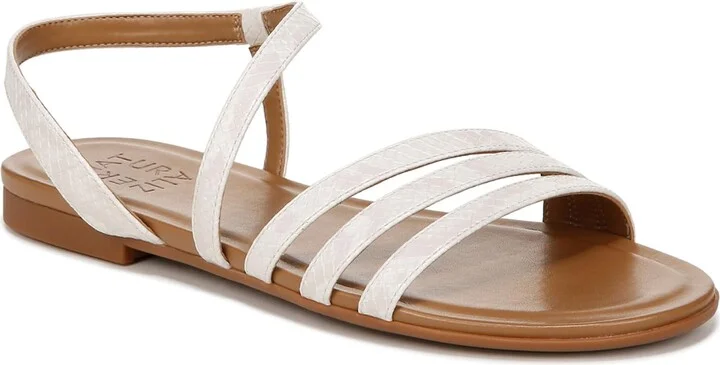 Naturalizer Womens Salma Strappy Flat Sandal Beige Snake Print 10 W