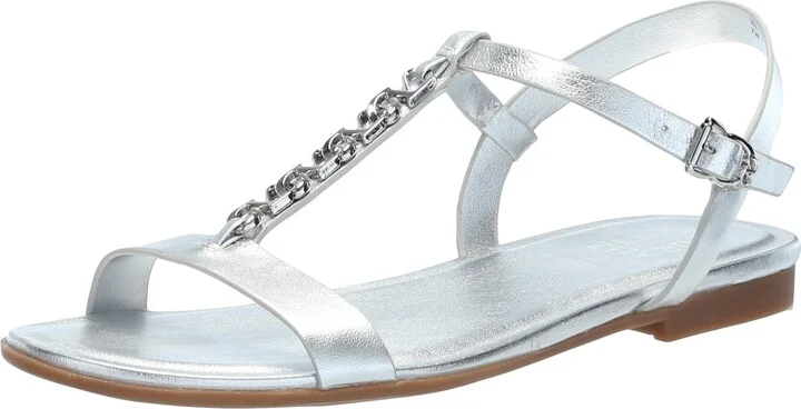 Naturalizer Womens Teach Chain-link Detail Flat Sandal Silver Metallic 10.5 M