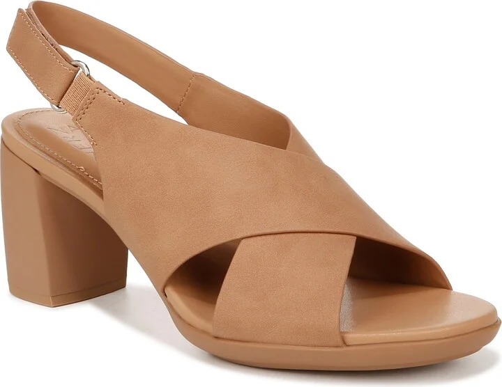Naturalizer Womens Treasure Slingback Block Heel Sandal Cookie Dough Microsuede 10 W
