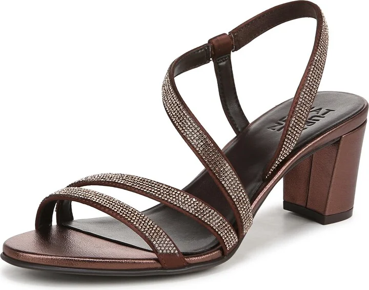 Naturalizer Womens Vanessa2 Rhinestone Embellished Strappy Heeled Sandal Cinnamon Brown 11 W