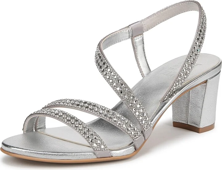 Naturalizer Women's Vanessa3 Heeled Sandal Silver Satin 9.5 W