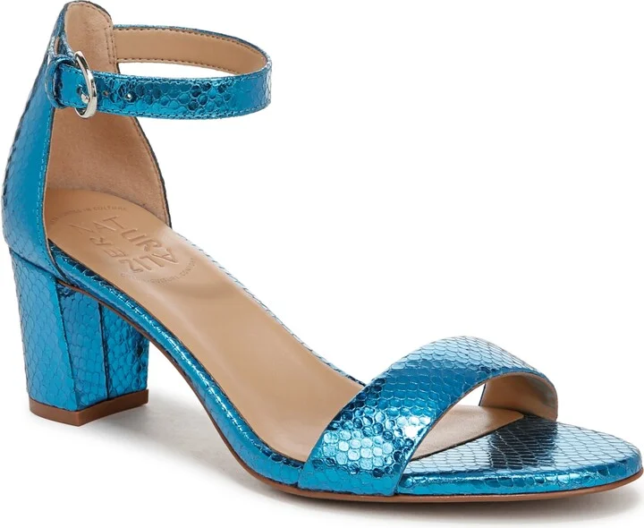Blue Metallic Snake Embossed Leather