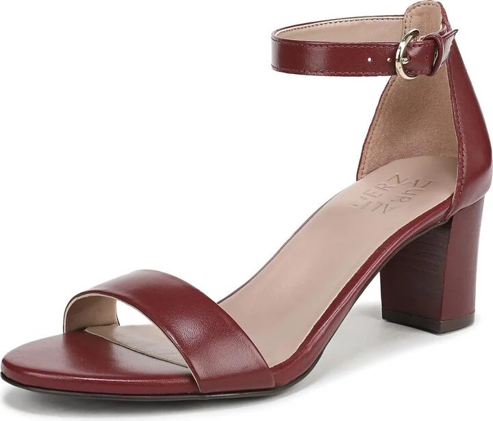 Naturalizer Womens Vera Heeled Sandal Cranberry Red Leather 11 W