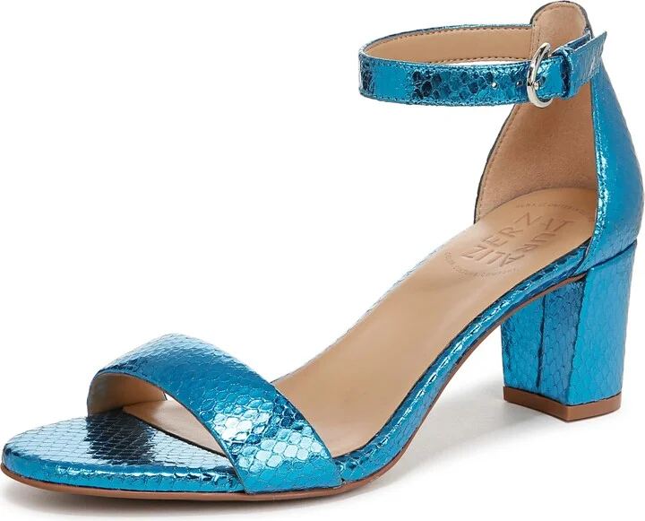 Naturalizer Women's Vera Sandal Light Blue Metallic Snake 5.5 M