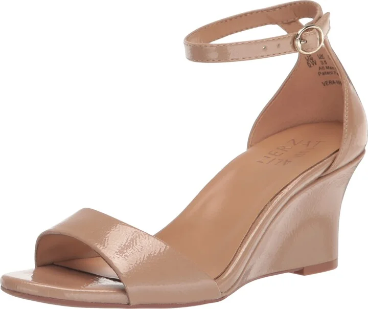 Naturalizer Women's Vera-Wedge Dress Sandal Creme Brulee Beige Patent 10 M