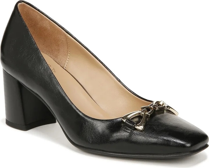 Naturalizer Womens Warner-Bit Square Toe Pump Black Crinkle 11 M