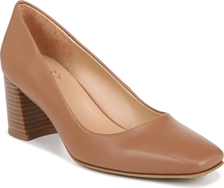 Naturalizer Womens Warner Square Toe Block Heel Pump English Tea Brown 10 M