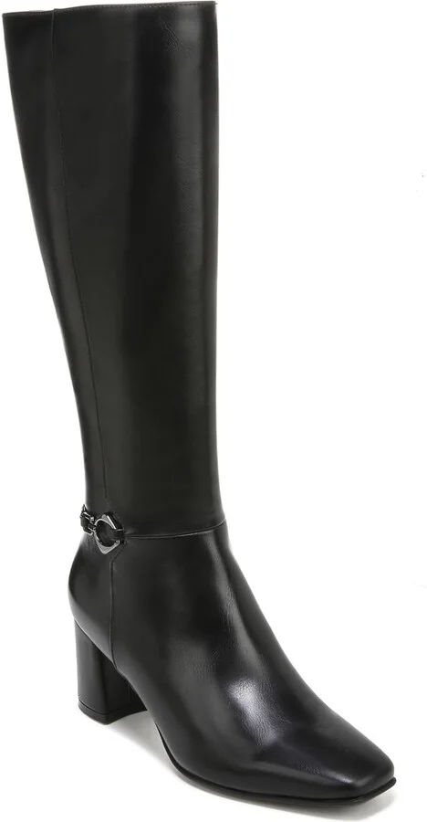 Naturalizer Womens Waylon Square Toe Knee High Boot Black Textured 10 W