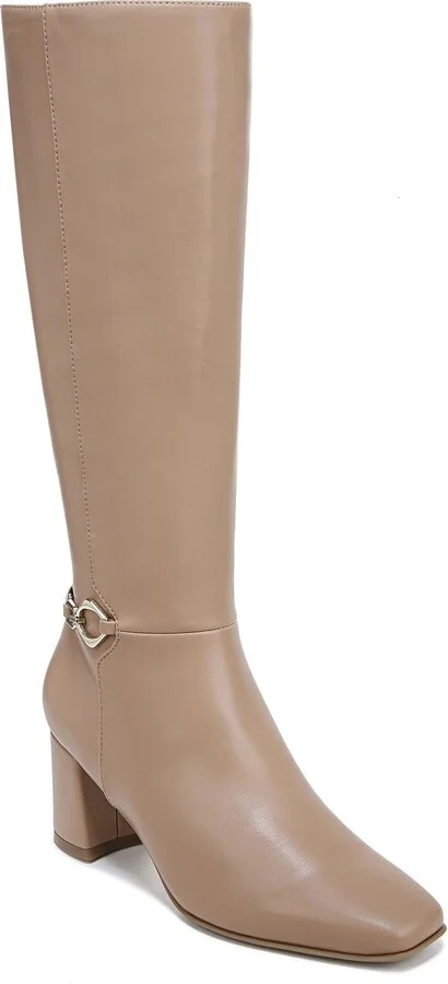 Naturalizer Womens Waylon Square Toe Knee High Boot Taupe Smooth 7.5 W
