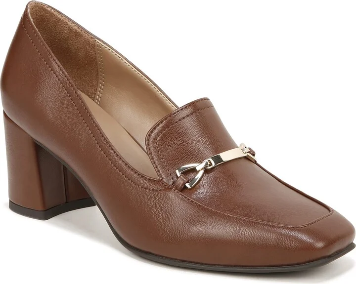 Naturalizer Womens Wynrie-Bit Block Heel Bit Loafer Cappuccino Brown 7 M