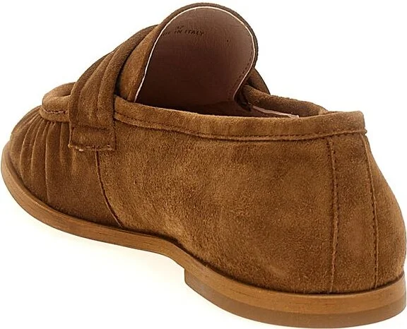 'Naty 02' Brown Loafers With Love Birds Diamond Cut Logo Plaque In Suede Woman - Image 3