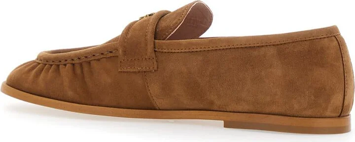 'Naty 02' Brown Loafers With Love Birds Diamond Cut Logo Plaque In Suede Woman - Image 3