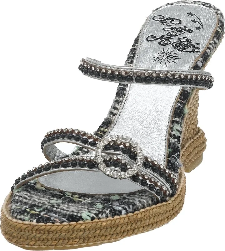 Naughty Monkey Women's Pandora Jeweled Raffia Wedge