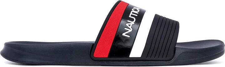 Nautica Men's Fitz Round Toe Pool Slides - Black, Red - Image 2