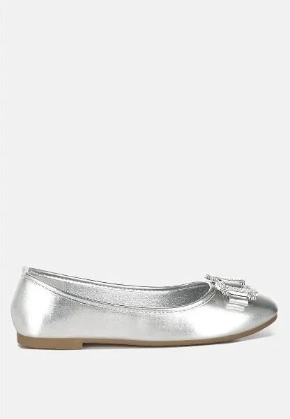 Navik Rhinestone Buckle Metallic Ballerinas Women