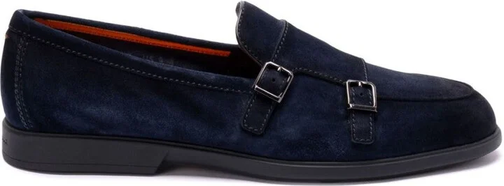 Navy Blue Almond Toe Moccasins