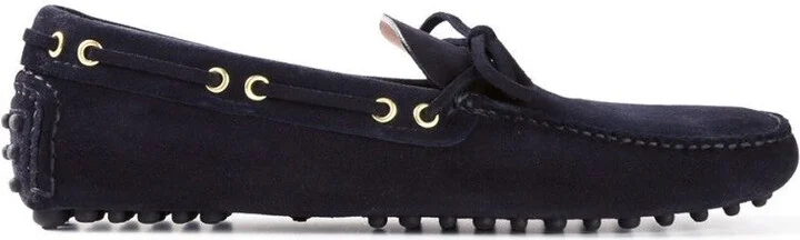Navy Blue Calf Suede Moccasin