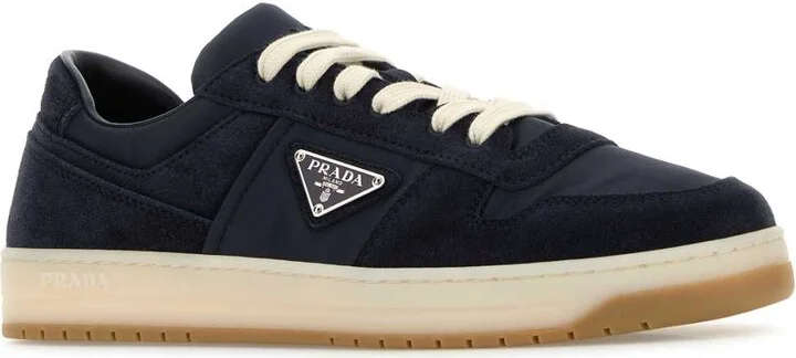 Navy Blue Canvas And Suede Downtown Sneakers - Image 2