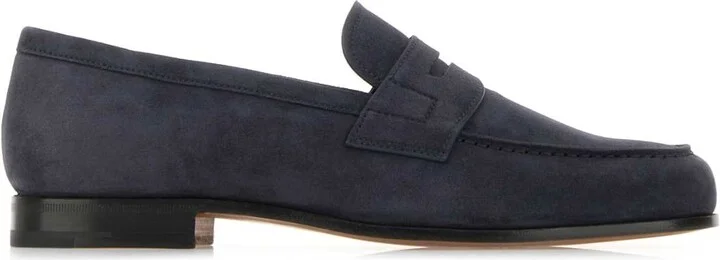 Navy Blue Leather Heswall Loafers