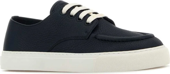 Navy Blue Leather Sneakers - Image 2