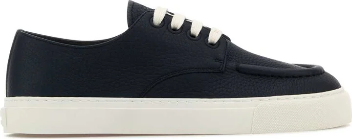 Navy Blue Leather Sneakers