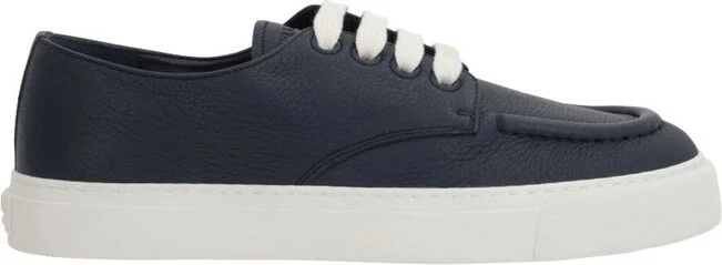 Navy blue leather sneakers