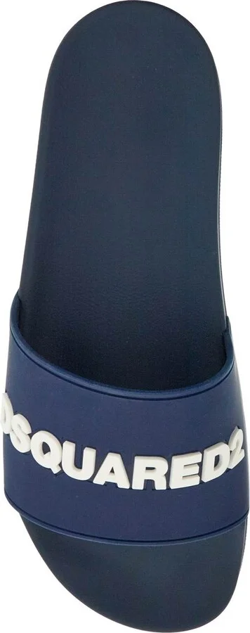 Navy Blue Polyurethane Slippers With Minimalist Design And Leather Sole - Image 2