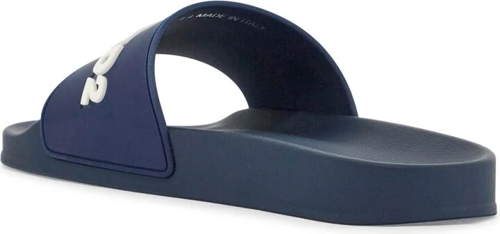 Navy Blue Polyurethane Slippers With Minimalist Design And Leather Sole - Image 3
