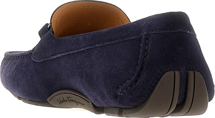 Navy Blue Suede Loafers - Image 3