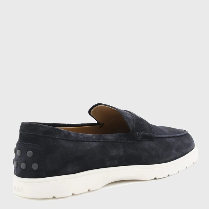 Navy Blue Suede Loafers - Image 2