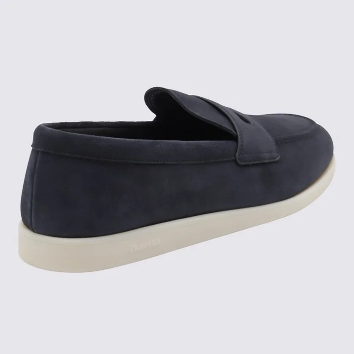 Navy Blue Suede Loafers - Image 2