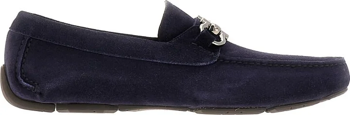 Navy Blue Suede Loafers