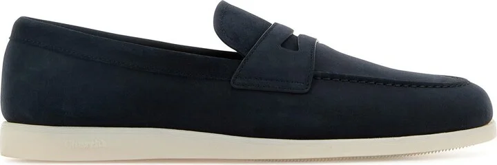 Navy blue suede loafers