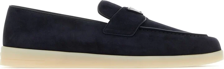 Navy blue suede loafers